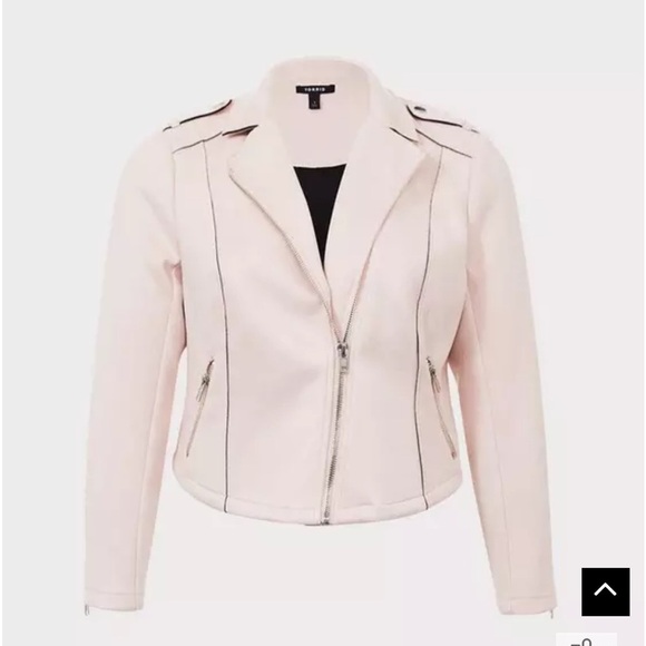 torrid Jackets & Blazers - Torrid Womens Faux Suede Moto Jacket sz 3 Blush Pink Outdoor Casual Zip Up Biker